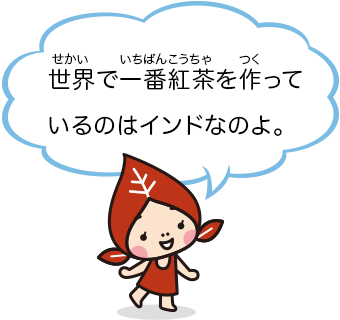 世界で一番紅茶を作っているのはインドなのよ。